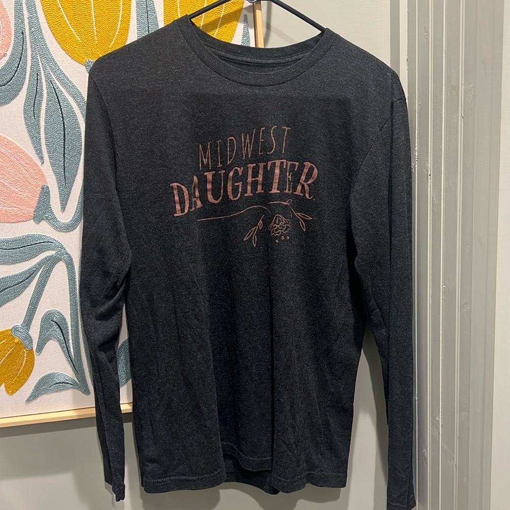 Shop The Midwesty Girl midwest daughter long sleeve grey tshjrt S
